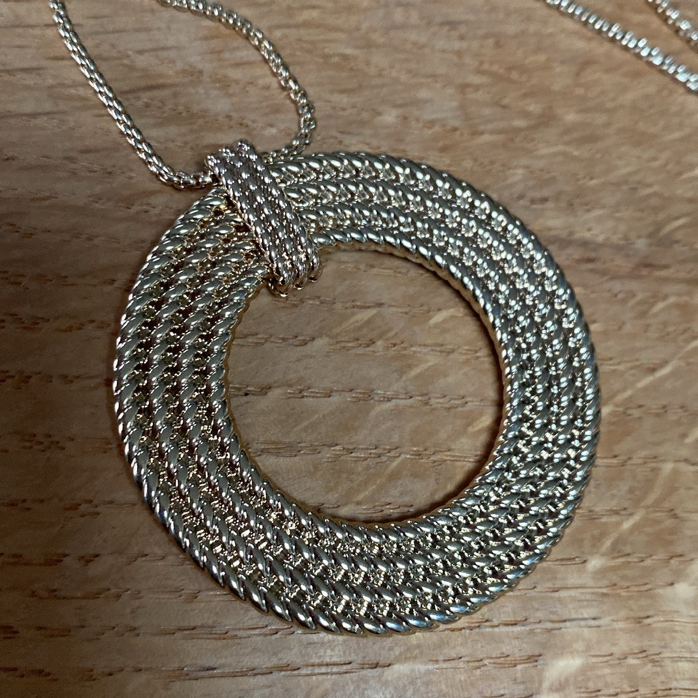 Lauren Ralph Lauren Gold-Tone Rope Multi-Row Open Circle 36” Pendant Necklace - Picture 11 of 16